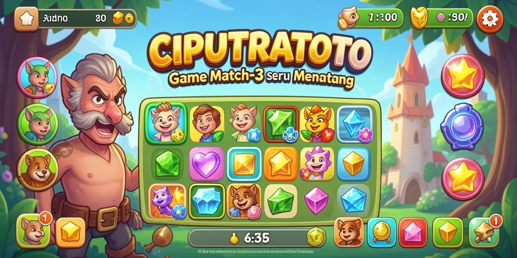 Tampilan aksi seru di CIPUTRATOTO dengan gameplay Match-3 yang menantang.