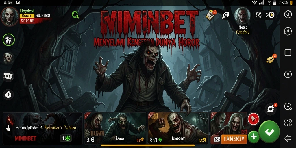 Tangkapan layar utama MIMINBET menunjukkan aksi menegangkan dalam suasana horor.