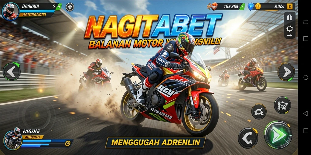 Gameplay seru dalam NAGITABET yang penuh aksi balap motor.