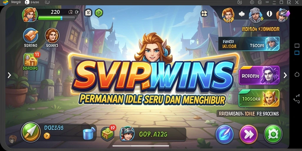 Tampilan gameplay SVIPWINS yang menggambarkan mekanisme idle.