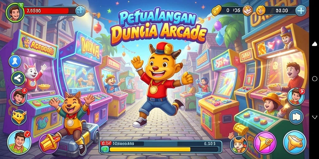 Screenshot V07 menampilkan gameplay arcade yang menarik dan penuh warna.